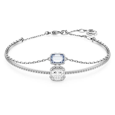 Chroma bangle, Mixed cuts, Blue, Rhodium plated - Swarovski, 5668244