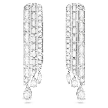 Hyperbola 水滴形耳環, 混合式切割, 白色, 鍍白金色 - Swarovski, 5668354