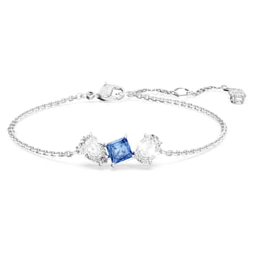 Brățară Mesmera, Tăieturi mixte, Albastră, Placat cu rodiu - Swarovski, 5668359