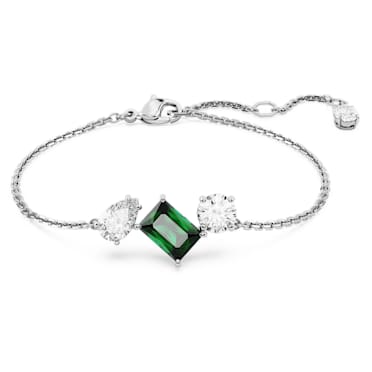 Mesmera bracelet, Mixed cuts, Green, Rhodium plated - Swarovski, 5668360