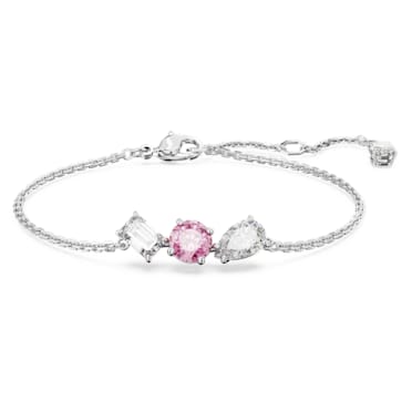 Mesmera bracelet, Mixed cuts, Pink, Rhodium plated - Swarovski, 5668361