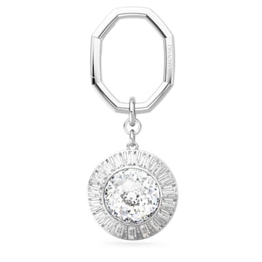 Key ring, Round cut, White, Rhodium plated - Swarovski, 5669119