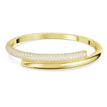 Dextera bangle, Magnetic closure, White, Gold-tone plated - Swarovski, 5674980