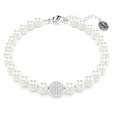 Swarovski Remix Collection สร้อยข้อมือแบบstrand, มุกคริสตัล, สีขาว, เคลือบโรเดียม - Swarovski, 5669529