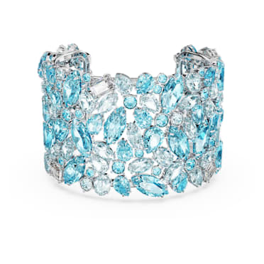 Bracelete Gema, Combinação de lapidações, Azul, Lacado a ródio - Swarovski, 5669681