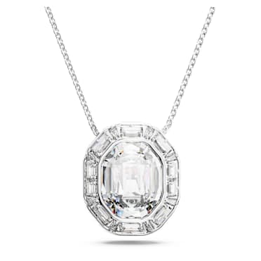 Mesmera Kolye, Sekizgen kesim, Büyük, Beyaz, Rodyum kaplama - Swarovski, 5669914
