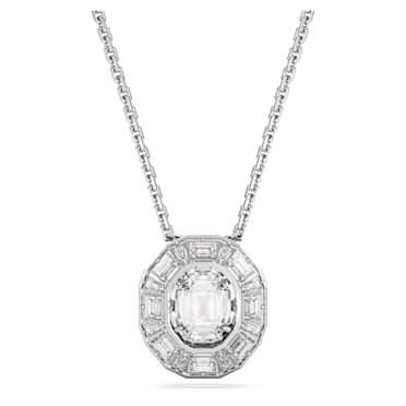 Mesmera 鏈墜, 八角形切割, 細碼, 白色, 鍍白金色 - Swarovski, 5669915