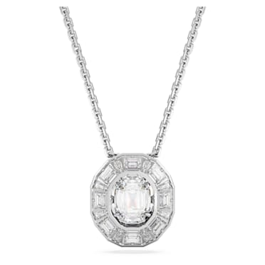 Mesmera pendant, Octagon cut, Small, White, Rhodium plated - Swarovski, 5669915