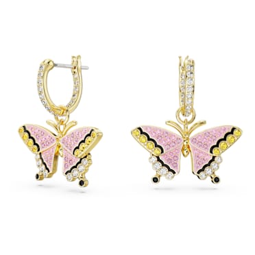 Idyllia drop earrings, Butterfly, Multicolored, Gold-tone plated - Swarovski, 5670055