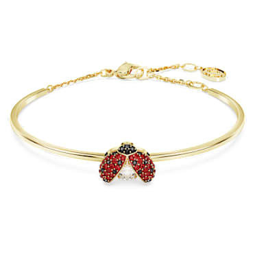 Obročasta zapestnica Idyllia, Pikapolonica, Rdeča, PVD zlatega odtenka - Swarovski, 5670057