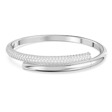 Dextera armband, Magnetische sluiting, Wit, Rodium toplaag - Swarovski, 5670252