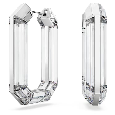 ต่างหูแบบห่วง Lucent, Statement ทรงแปดเหลี่ยม, ขาว - Swarovski, 5671087