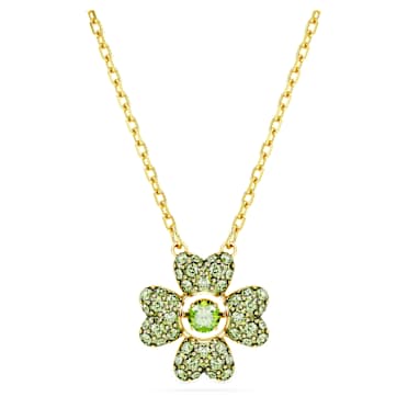 Idyllia Kolye, Yonca, Yeşil, Altın rengi kaplama - Swarovski, 5671144