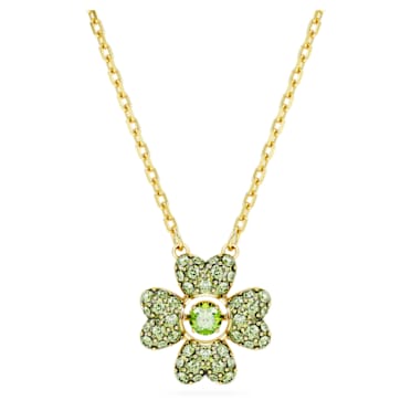Idyllia pendant, Clover, Green, Gold-tone plated - Swarovski, 5671144
