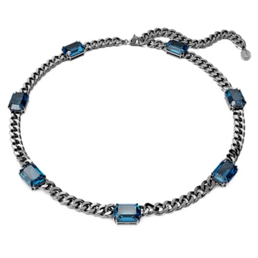 Collier Millenia, Taille octogonale, Bleu, Métal plaqué ruthénium - Swarovski, 5671243