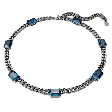 Millenia 項鏈, 八角形切割, 藍色, 鍍黑鉻色 - Swarovski, 5671243