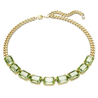 Millenia 項鏈, 八角形切割, 綠色, 鍍金色色調 - Swarovski, 5671255
