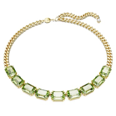Millenia necklace, Octagon cut, Green, Gold-tone plated - Swarovski, 5671255