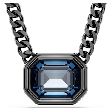 Imber pendant, Octagon cut, Blue, Ruthenium plated - Swarovski, 5671582