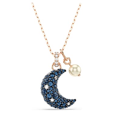 Luna จี้สร้อยคอ, มุกคริสตัล, พระจันทร์, หลากสี, เคลือบโทนสีโรสโกลด์ - Swarovski, 5671585