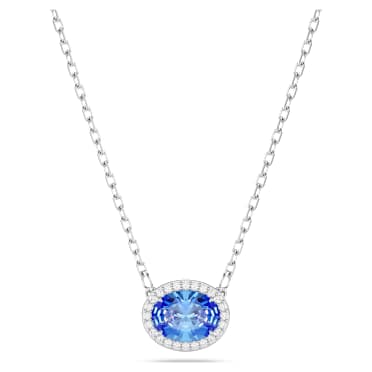 Una Angelic ketting, Oval-slijpvorm, Blauw, Rodium toplaag - Swarovski, 5671809