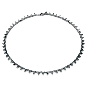 Matrix necklace, Triangle cut, Gray, Ruthenium plated - Swarovski, 5672276