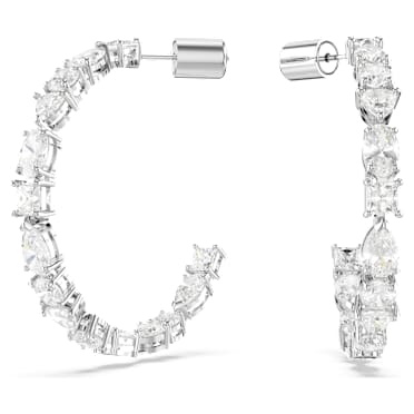 Pendientes de aro Mesmera, Tallas mixtas, Blancos, Baño de rodio - Swarovski, 5672834