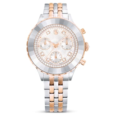 Octea Chrono horloge, Swiss Made, Metalen armband, Roségoudkleurig, Gemengde metaalafwerking - Swarovski, 5672937
