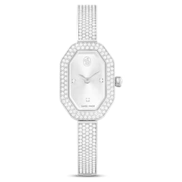 Dextera Bangle watch, Swiss Made, Metal bracelet, Silver tone, Stainless steel - Swarovski, 5672977