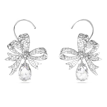 Volta 클립 이어링, 리본, 화이트, 로듐 플래팅 - Swarovski, 5673117