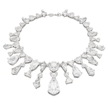 Mesmera necklace, Statement, Mixed cuts, White, Rhodium plated - Swarovski, 5673599