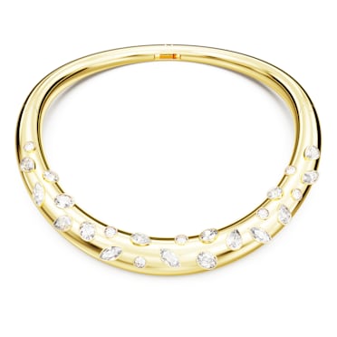 Dextera necklace, Mixed cuts, White, Gold-tone plated - Swarovski, 5673621