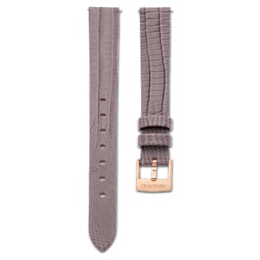 สายนาฬิกา, กว้าง 13 มม. (0.51 นิ้ว), สายหนัง, เทา, เคลือบโทนสีโรสโกลด์ - Swarovski, 5674151