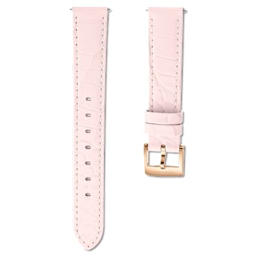 Uhrenarmband, 15 mm Breite, Leder mit Ziernähten, Rosa, Roségoldfarbenes Finish - Swarovski, 5674159
