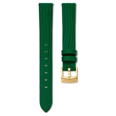 สายนาฬิกา, กว้าง 13 มม. (0.51 นิ้ว), สายหนัง, เขียว, เคลือบโทนสีทอง - Swarovski, 5674161