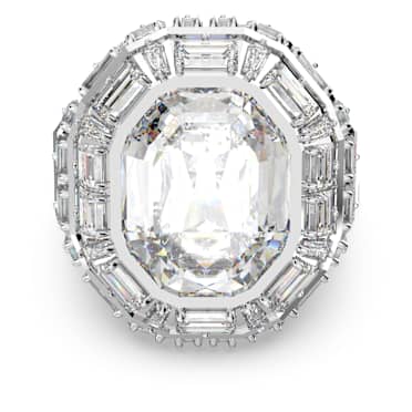 แหวนค็อกเทล Mesmera, เจียระไนทรงแปดเหลี่ยม, ขาว, เคลือบโรเดียม - Swarovski, 5674296