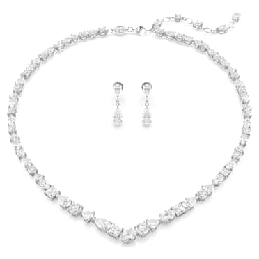 Mesmera Set, Karışık kesimler, Beyaz, Rodyum kaplama - Swarovski, 5674306