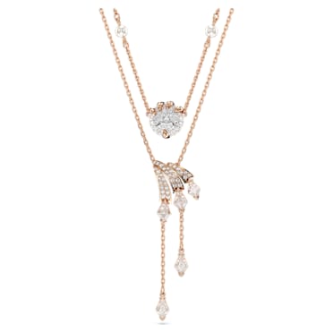 Dragon & Phoenix layered necklace, Dragon’s claw, White, Rose gold-tone plated - Swarovski, 5675817