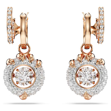 Dragon & Phoenix 水滴形耳環, 龍爪, 白色, 鍍金（玫瑰金色飾面） - Swarovski, 5675834