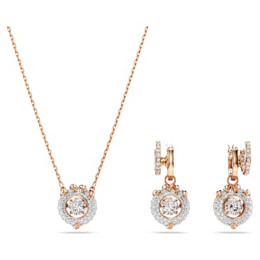 Dragon & Phoenix 套裝, 龍爪, 白色, 鍍金（玫瑰金色飾面） - Swarovski, 5675835