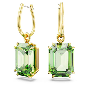 Millenia drop earrings, Octagon cut, Green, Gold-tone plated - Swarovski, 5676071