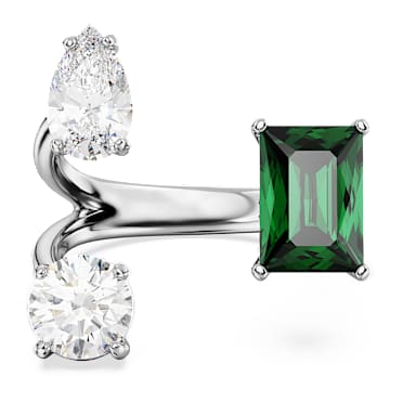 Otwarty pierścionek Mesmera, Szlify różnorodne, Zielony, Wykończenie w odcieniu srebra - Swarovski, 5676970