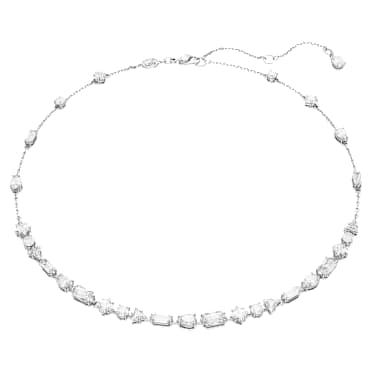 Mesmera 項鏈, 混合式切割，分散設計, 白色, 鍍白金色 - Swarovski, 5676989