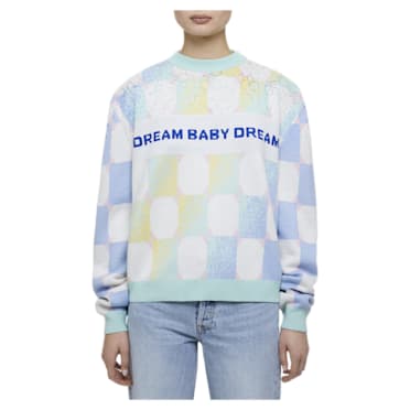 Liberal Youth Ministry, Gradient checker sweater, Blue - Swarovski, 5677030