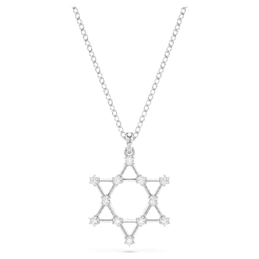 Insigne Kolye, Yuvarlak kesim, Yıldız, Beyaz, Rodyum kaplama - Swarovski, 5677156