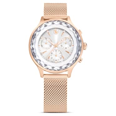 Ceas Nova Chrono, Fabricat în Elveția, Brățară de metal, Nuanță roz-aurie, Finisaj în nuanță roz-aurie - Swarovski, 5677506