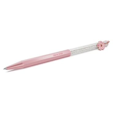 Crystalline ballpoint pen, Octagon shape, Cherry blossom, Pink lacquered - Swarovski, 5677589