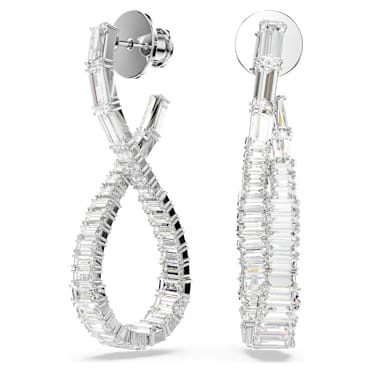 ต่างหูทรงหยดน้ำ Hyperbola, อินฟินิตี้, ขาว, เคลือบโรเดียม - Swarovski, 5677628