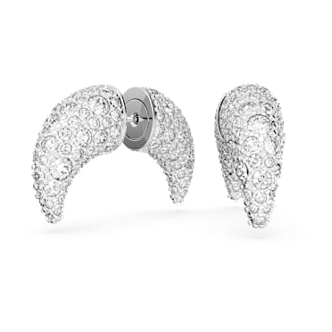 Clous d'oreilles Sublima, Lune, Petites, Blanches, Métal rhodié - Swarovski, 5677879