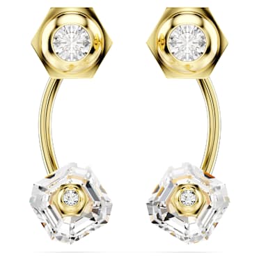 Boucles d’oreilles transformables Numina, Tailles variées, Blanches, Placage de ton or - Swarovski, 5677980